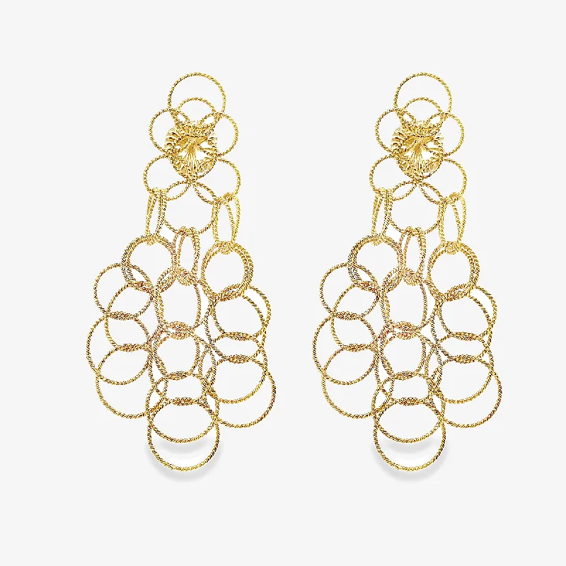 Clip On Hoop Earrings-Dangling Interlocking Circle Earrings