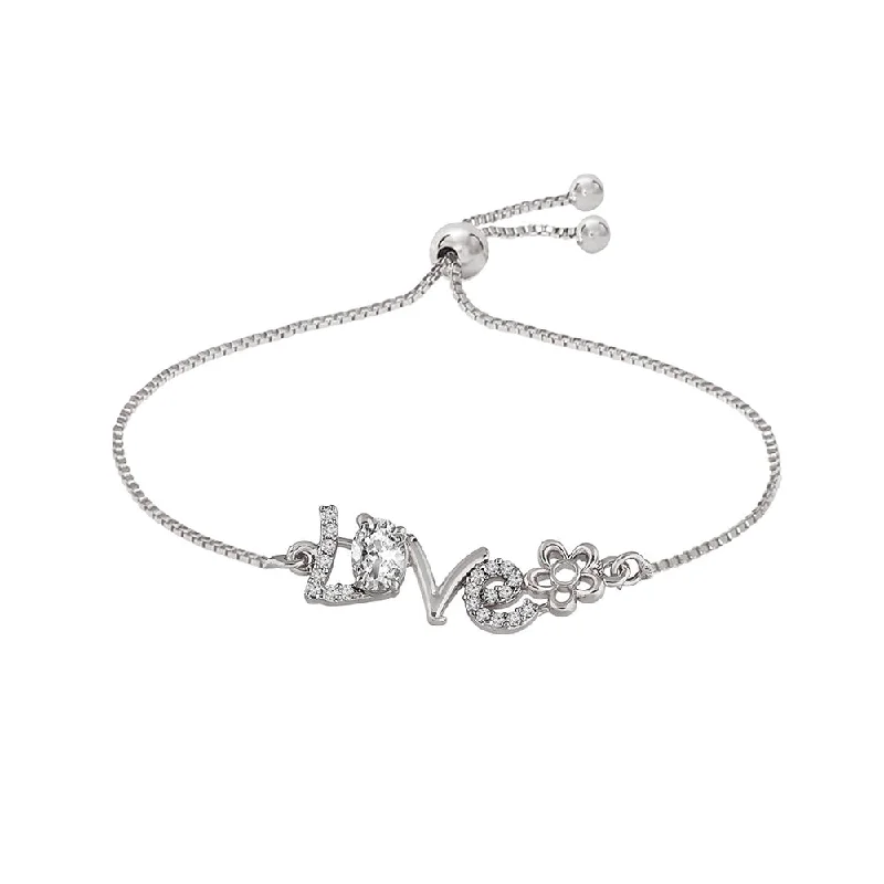 Exclusive Bangles For Brides-Etnico Rhodium-Plated Pull Chain Bracelet (Women) - ADB165S