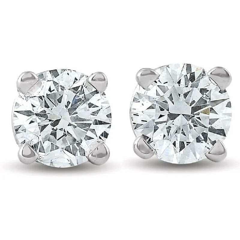 Silver Chain Earrings-14k White Gold Diamond Stud Earrings - 1.75cttw