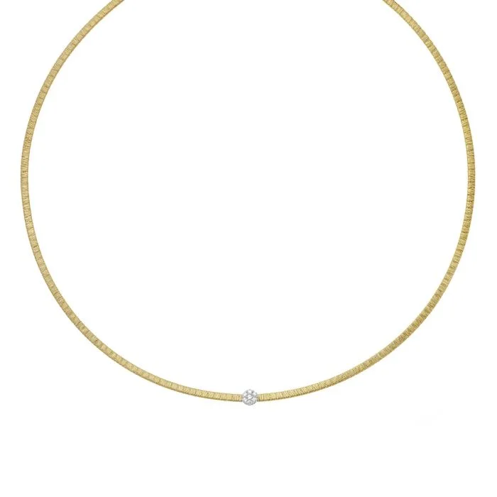 Custom Pendant Gold Necklaces -14K Yellow Gold 17" .10CT Diamond Italian Silk Necklace TRC9758-17