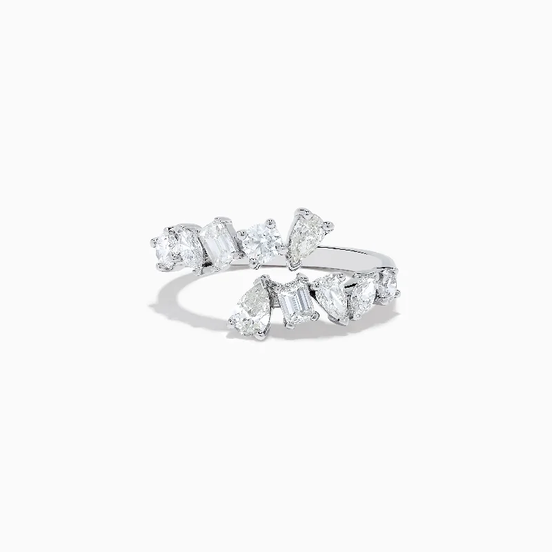 Blue diamond rings-Classique 14K White Gold Diamond Bypass Ring 1.36 TCW