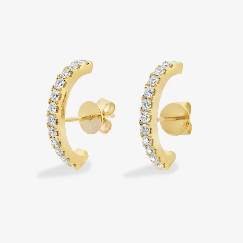 Classic Hoop Earrings-Diamond Huggie Cuff Earrings