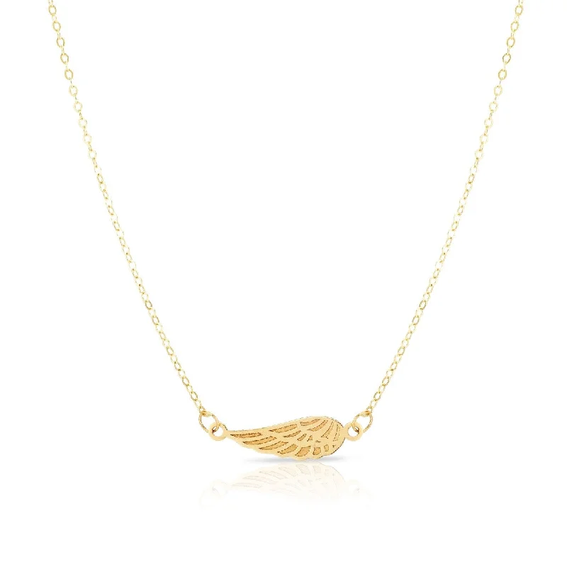 Unique Chain Necklaces -14kt Yellow Gold 18" 4.5x16.7mm Center Element & 1mm Chain Polished including 2" Extender Wing Necklace with Spring Ring Clasp RC10907-18