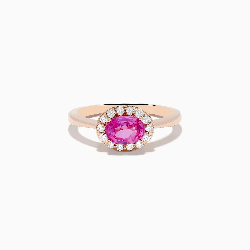 Topaz rings-14K Rose Gold Pink Sapphire and Diamond Ring