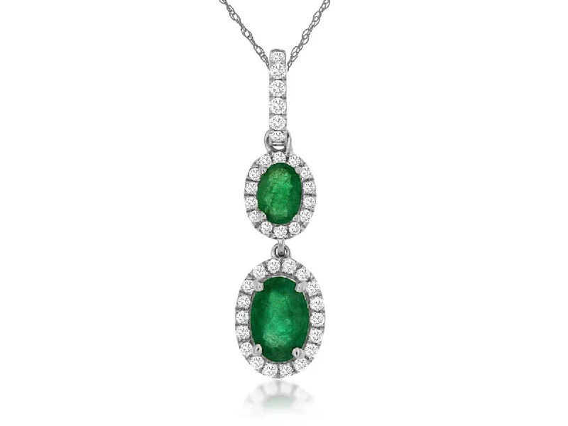 Love Pendant Necklaces -White Gold Emerald Pendant Necklace