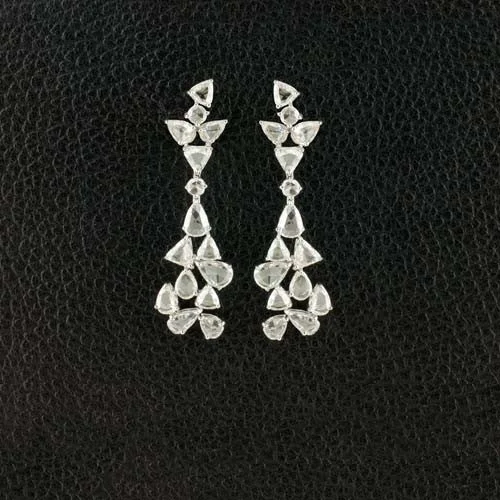 Chunky Earrings-Fancy Shaped Diamond Dangle Earrings