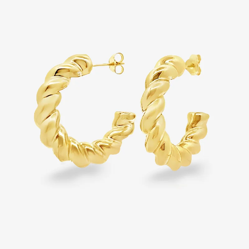 Customizable Earrings-6mm Twist Gold Hoop Earrings