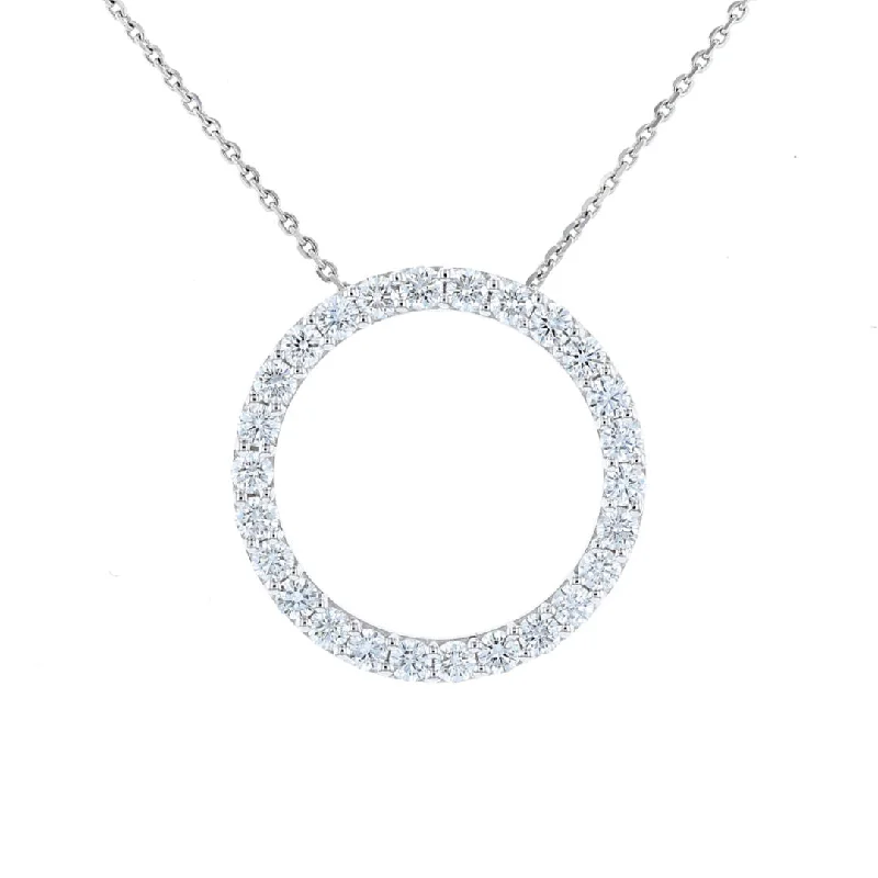 Simple Heart Necklaces -Open Circle Diamond Pendant