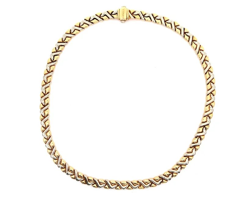 Casual Necklaces -Chimento Polished Two Tone Woven Necklace in 18K