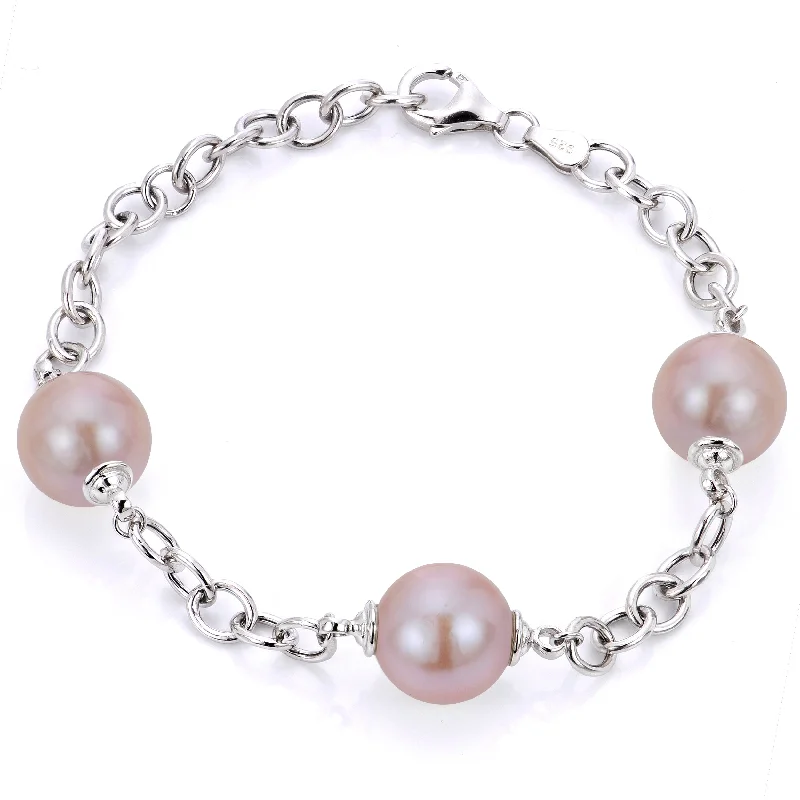 Silver Heart Bracelets For Women-Sterling Silver Freshwater Pearl Bracelet