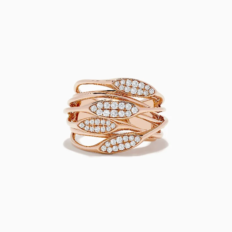 Designer rings-14K Rose Gold Diamond Crossover Ring