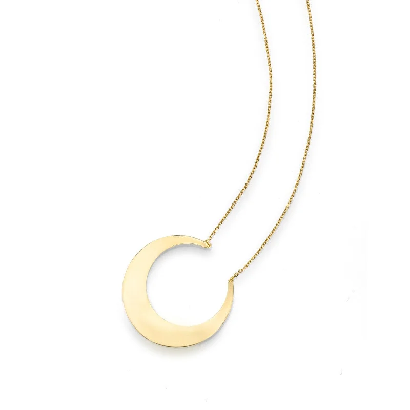 Lucky Charm Necklaces -14kt Yellow Gold 18" Chain Diamond Cut 2" Extender Moon Necklace with Lobster Clasp RC7066-18