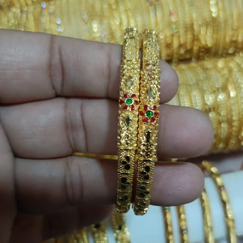 Silver Bangles For Special Days-Shreenath Sales Gold Plated Meenakari Bangles Set