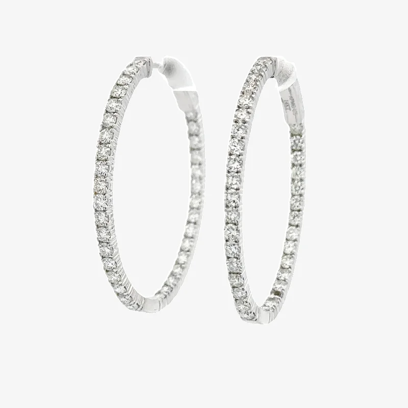 Simple Hoop Earrings-Oval 1.5" Eternity 2.40CT Hoop Earrings