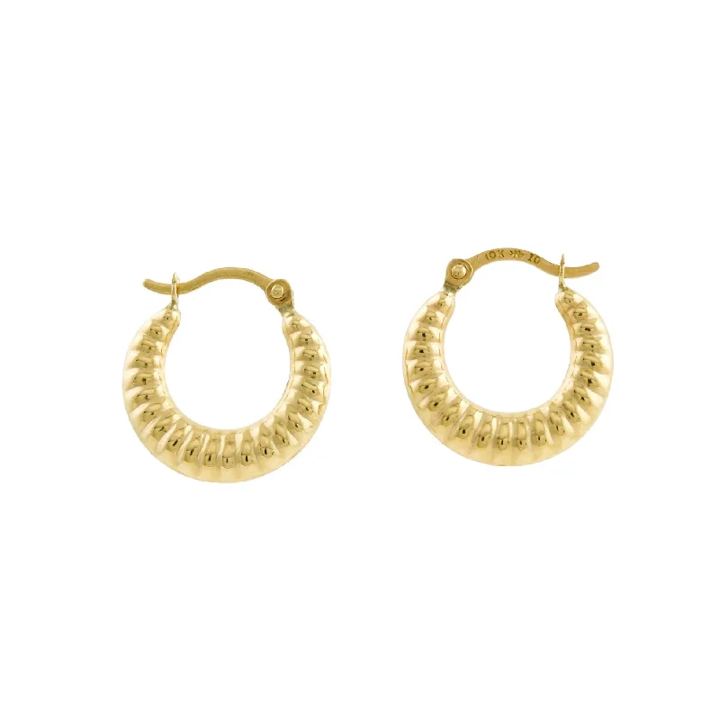 Stud Earrings For Gift-10K Gold x 'Croissant' Creole Hoops