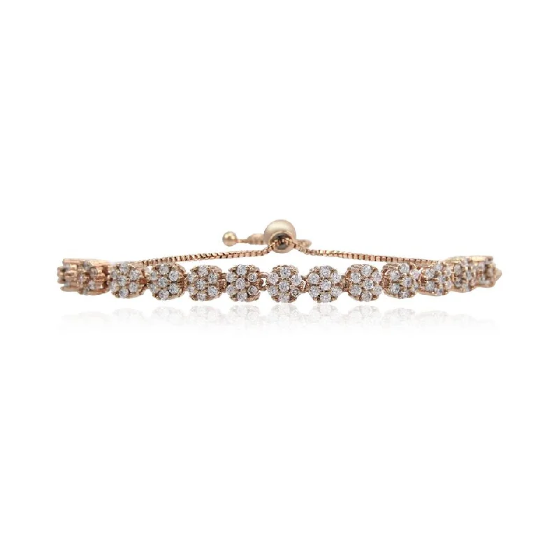 Wedding Bangles With Crystals-21 Nicole Jewellery Rose Plated Cubic Zirconia Adjustable Bracelet  - BR334 Rose