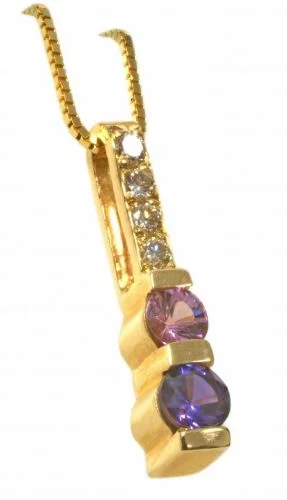 Custom Gold Pendant Necklaces -14K Gold Diamond & Gemstone Drop Pendant Necklace HB13505