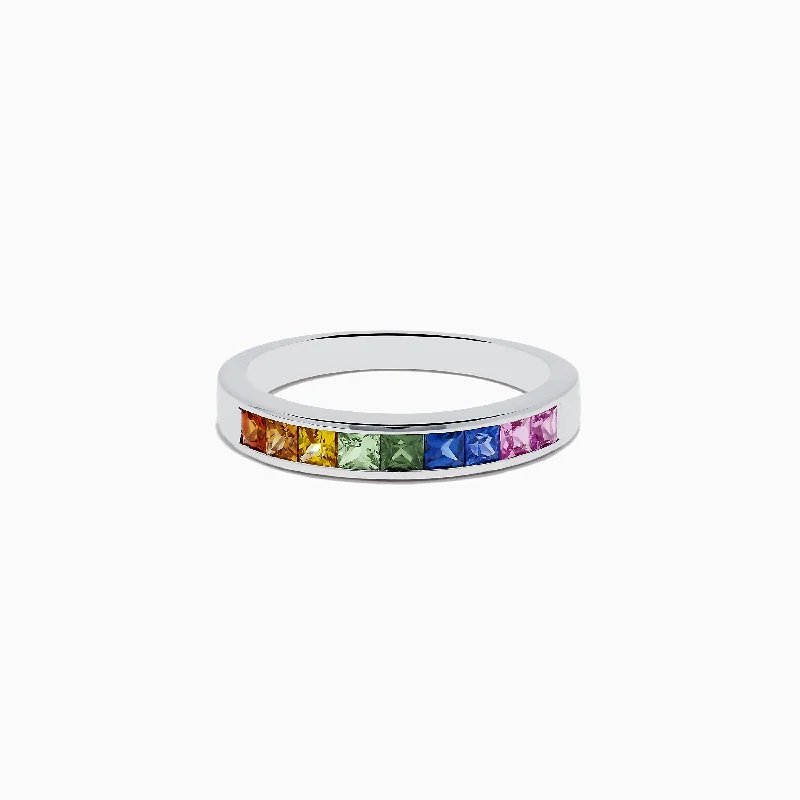 Black rings-Watercolors 14K White Gold Multi Sapphire Ring