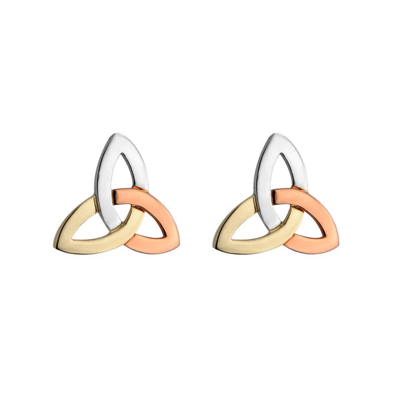 Multi-Strand Earrings-14k 3 Colour Gold Trinity Knot Earrings