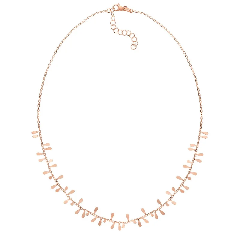 Premium Silver Necklaces -14kt Gold 18" Rose Finish Petal Necklace with Lobster Clasp PRC7048-18