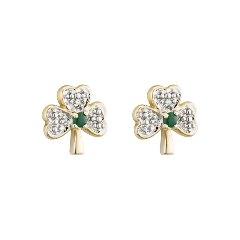 Elegant Dangle Earrings For Women-9k Gold Agate Shamrock Earrings