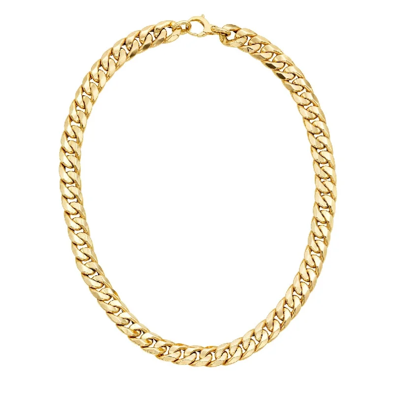 Personal Name Necklaces -14K Yellow Gold 18" Gourmette Curb Chain Necklace RC1468-18