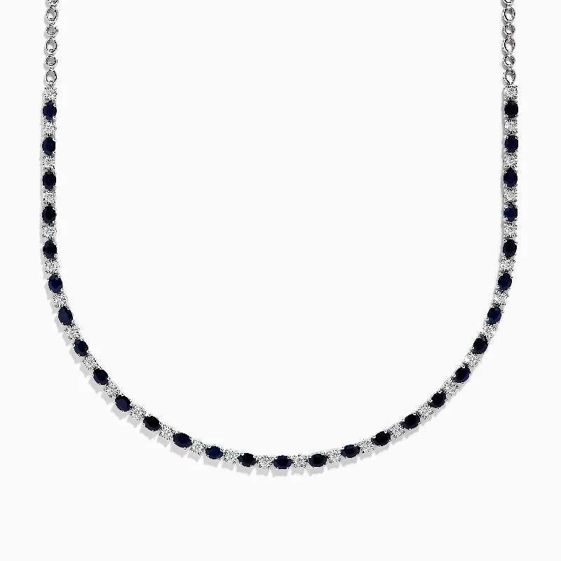 Rose Gold Necklaces -Royale Bleu 14K White Gold Sapphire and Diamond Necklace