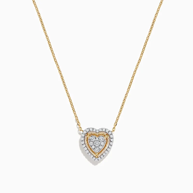 Simple Gold Necklaces -Novelty 14K Yellow Gold Diamond Heart Necklace