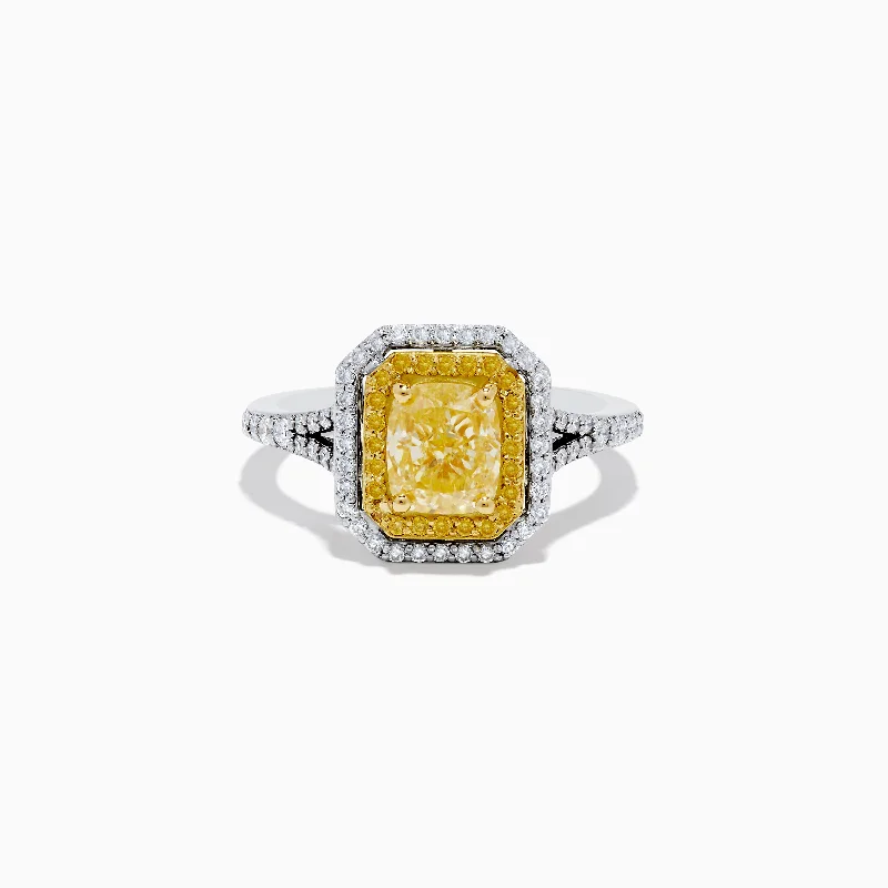 Unique gold engagement rings for men-Canare` 18K Two Tone Gold Yellow and White Diamond Ring