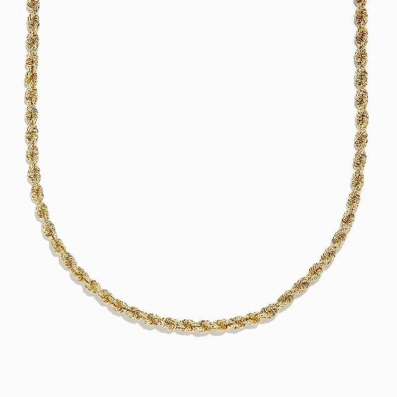 Simple Custom Necklaces -14K Yellow Gold 4mmHollow Spiral Rope 22" Necklace