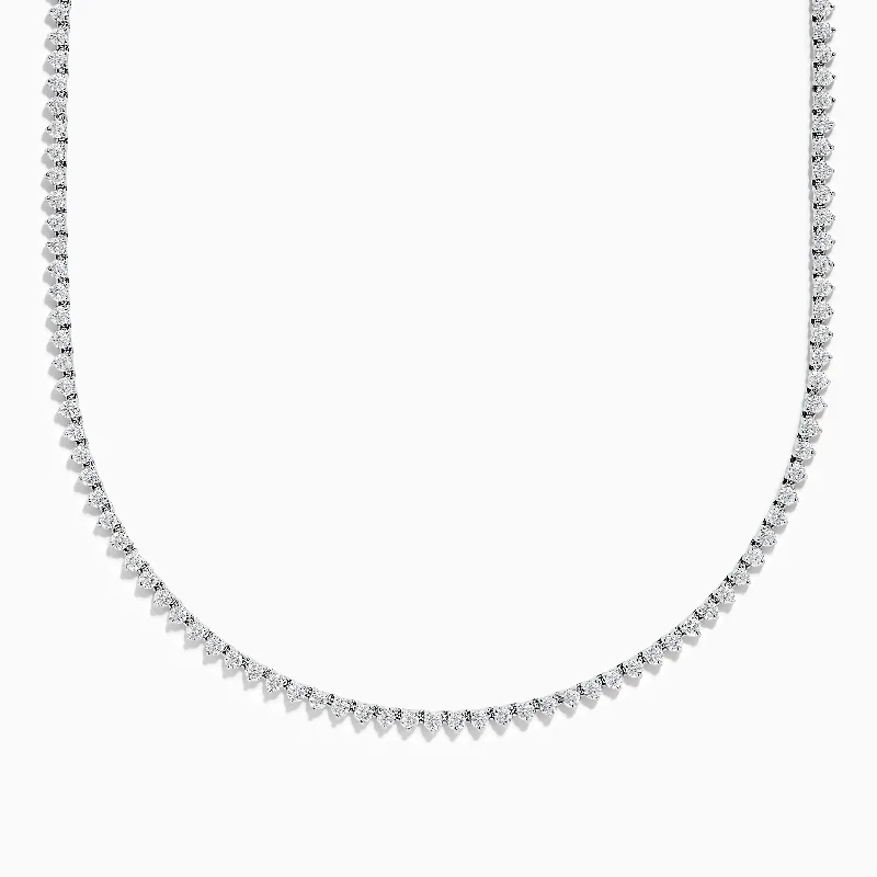 Casual Necklaces -Pave Classica 14K White Gold Diamond Tennis Necklace 6.81 TCW