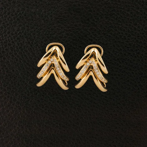 Artistic Hoop Earrings-Chevron Style Diamond Estate Earrings