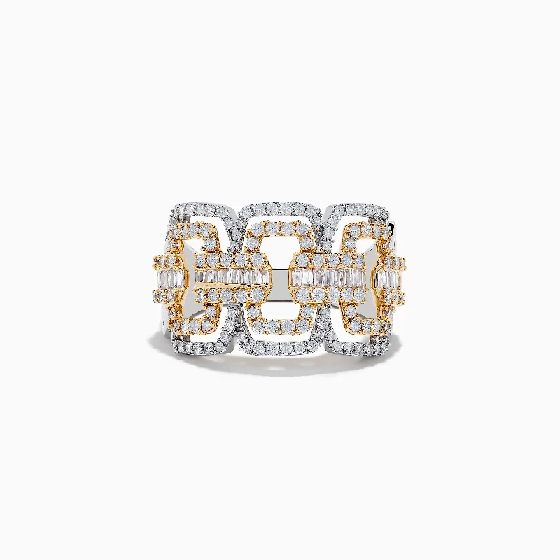 Personalized engagement rings for special occasions-Duo 14K Two-Tone Gold Diamond Chain Link Ring 0.95 TCW