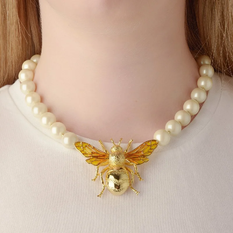 Wedding Necklace Pendants -Queen Bee Statement Pearl Necklace by Bill Skinner