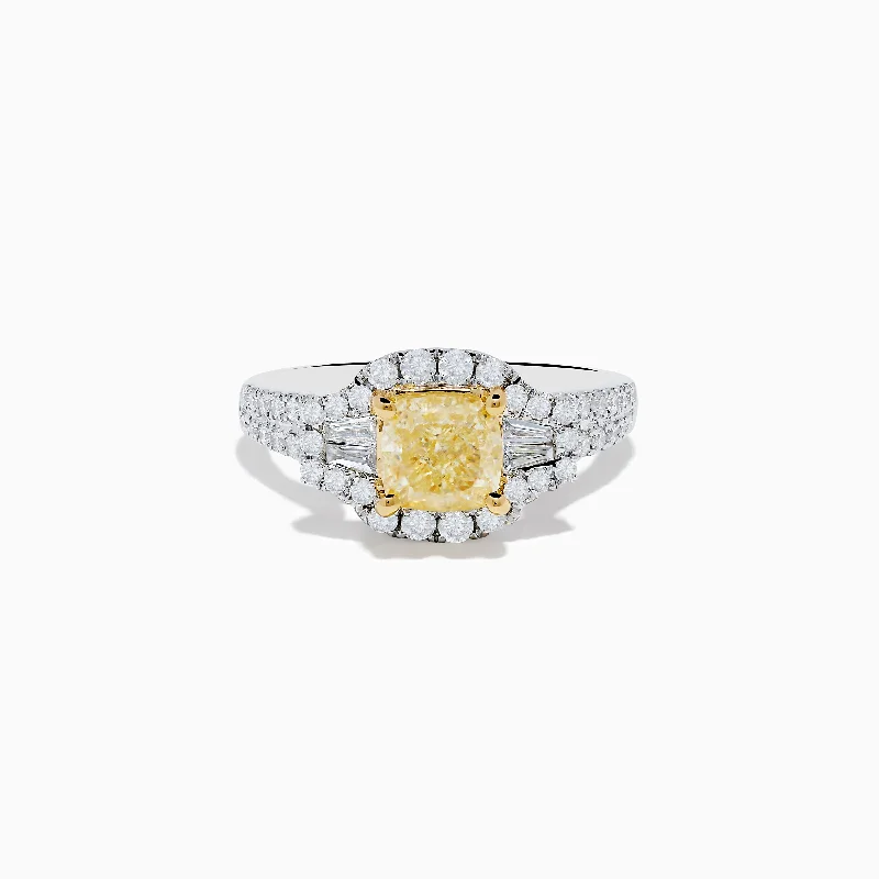 Engagement rings with unique settings-Canare 18K Two Tone Gold White and Yellow Diamond Ring