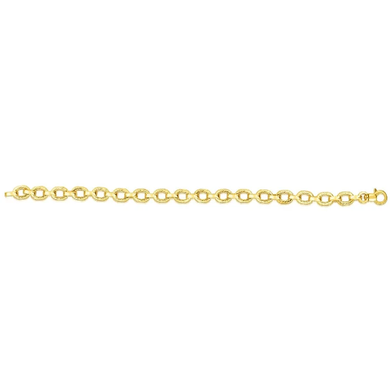 Simple Gold Necklaces -14kt Gold 18" Yellow Finish 7.6mm Necklace with Lobster Clasp RC2677-18