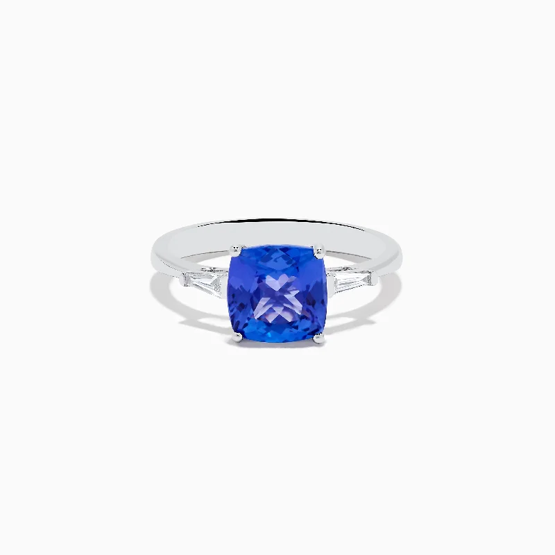 Custom rings with unique diamonds-Nahla Siri 14K White Gold Tanzanite and Diamond Ring