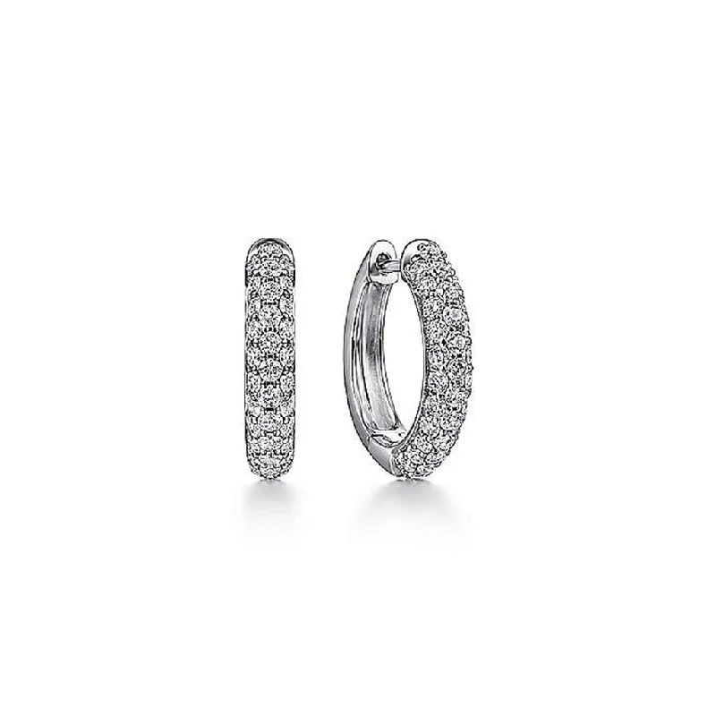 Diamond Drop Earrings-Gabriel & Co. 14k White Gold Diamond Pave Huggie Hoop Earrings - .76cttw