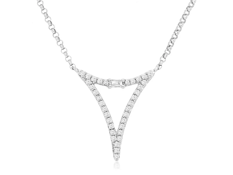 Handcrafted Gemstone Necklaces -White Gold Diamond Triangle Pendant Necklace