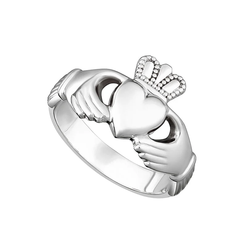 Custom wedding rings with gemstones-Ladies Heavy Claddagh Ring