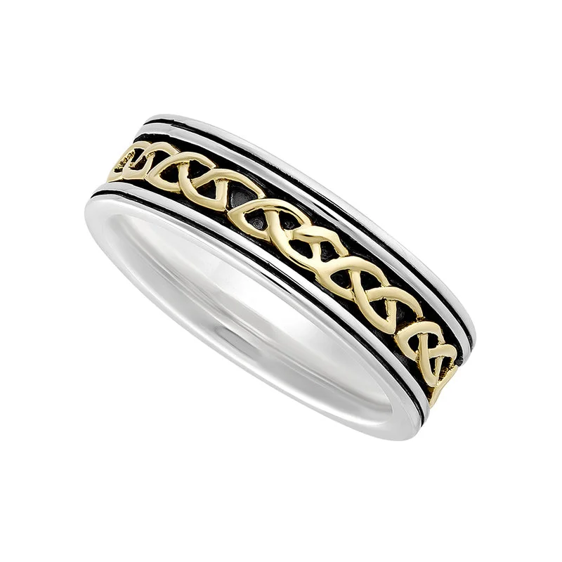 Fashion rings with gemstones-Ladies Celtic Silver Gold Band