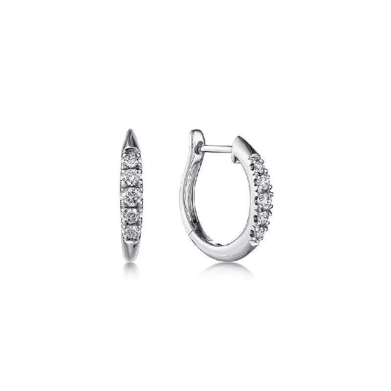 Vintage Silver Earrings-Gabriel & Co. 14K White Gold Classic Round 15mm Diamond Huggie Earrings