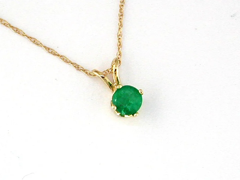 Personalized Pendant Necklaces -Round Emerald Pendant Necklace