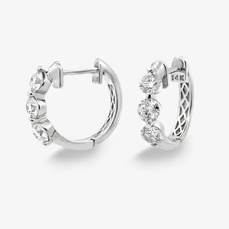 Elegant Earrings-6 Shared Prong Diamond Huggie Earrings