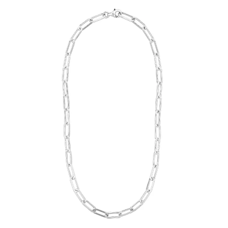 Handcrafted Pendant Necklaces -Silver 38 inch 15.5x6mm Paperclip Necklace with Pear Shaped Lobster Clasp with 1inch Extender AGRC11251-38