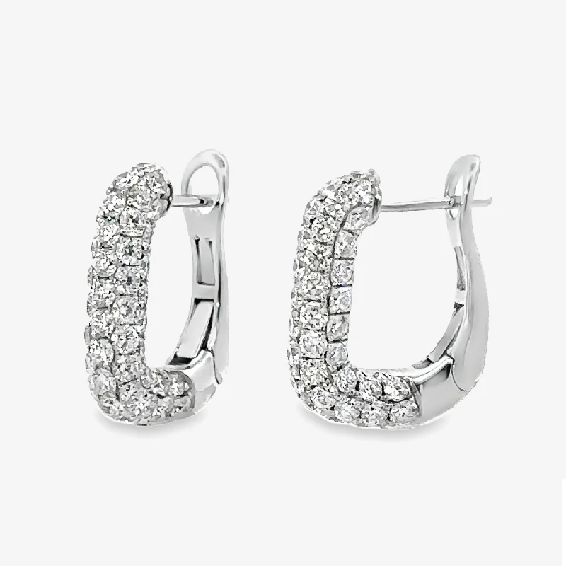 Minimalist Earrings-Pave' 2.15CT U Hoop Huggies Earrings