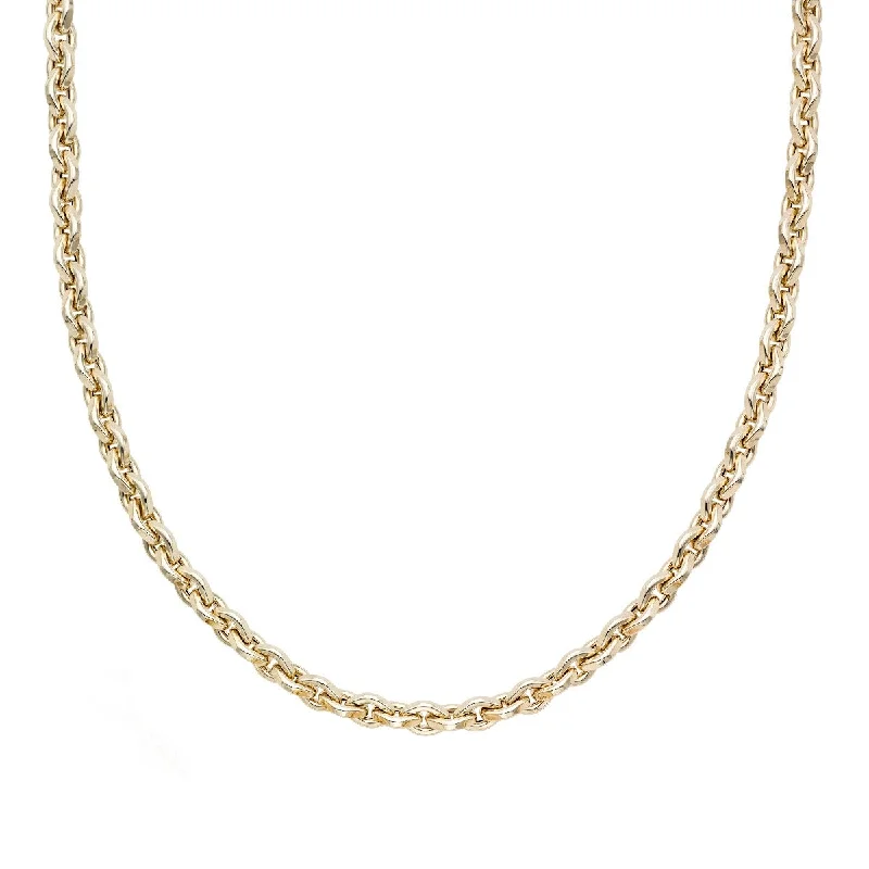 Love Letter Necklaces -14K Yellow Gold 18" Diamond Facet Rolo Chain Necklace RC9739-18