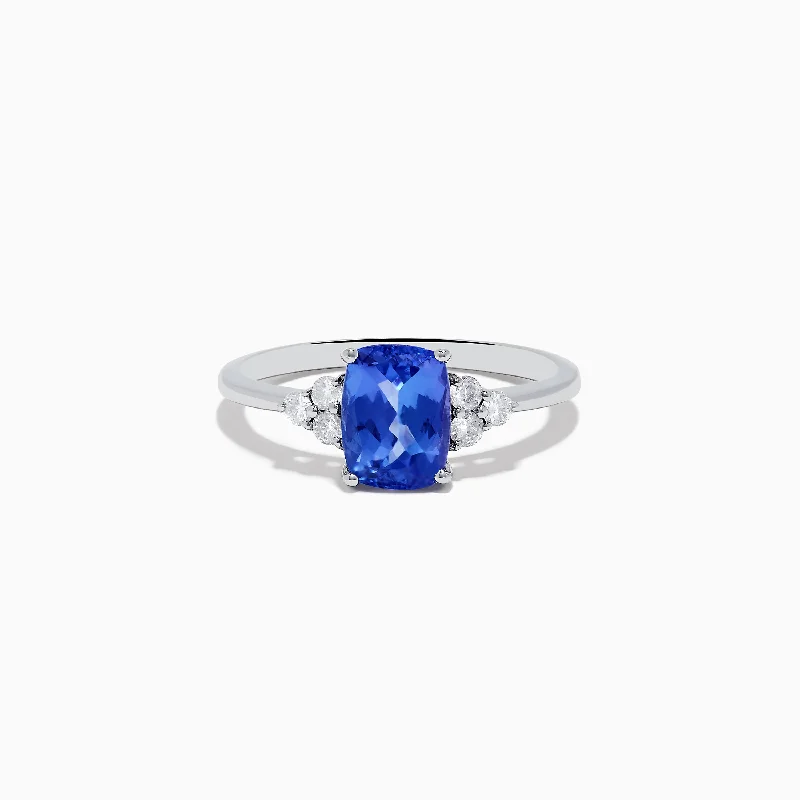 Diamond rings-Nahla Siri Sterling Silver Tanzanite and Diamond Ring