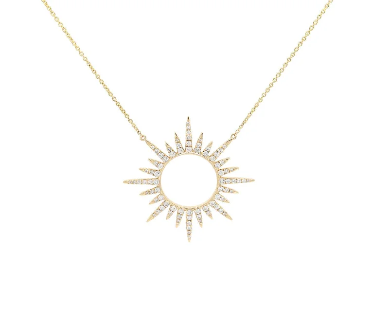 Multi-Colored Necklaces -New 0.86ctw Diamond Sun Ray Pendant Necklace in 18K