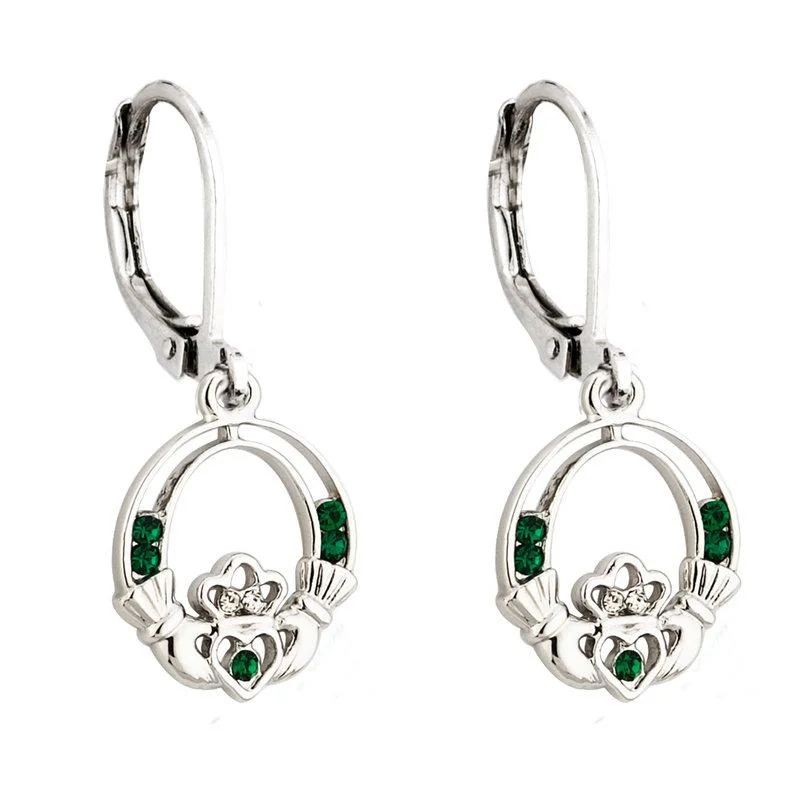 Artistic Earrings-Crystal Claddagh Earrings